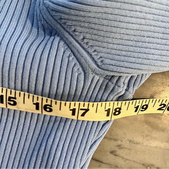 J. CREW $168 BLUE SUPERSCULPT RUFFLE NECK SWEATER MINI DRESS SIZE LARGE - Picture 10 of 12